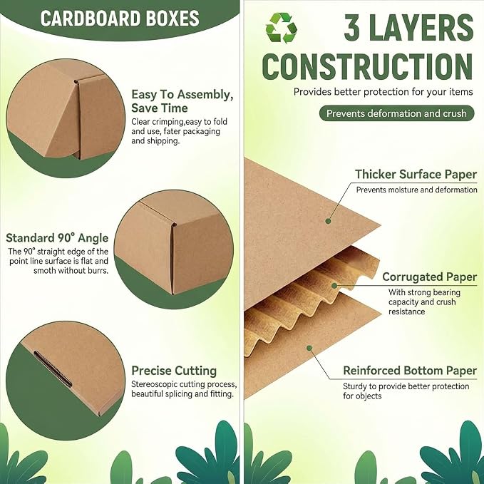 9x6x4 Shipping Boxes Set of 20, Brown Corrugated Cardboard Literature Mailer Box for Packaging, Mailing, Business