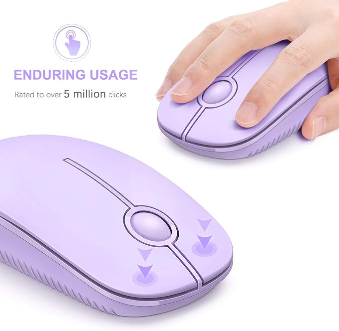 VssoPlor Wireless Mouse, 2.4G Slim Computer Laptop Mouse, Light Purple | Portable Mouse, Plug & Play USB Nano Receiver, Quiet Silent Optical Mice for Notebook, PC, Laptop, Computer, Windows, Mac