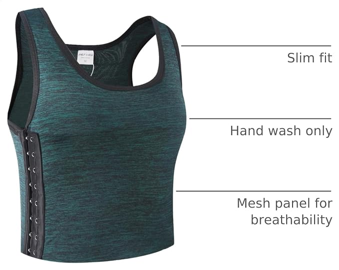 XUJI Transgender FTM Breathable Cotton Elastic Band Colors Chest Binder Tank Top (M-6XL)