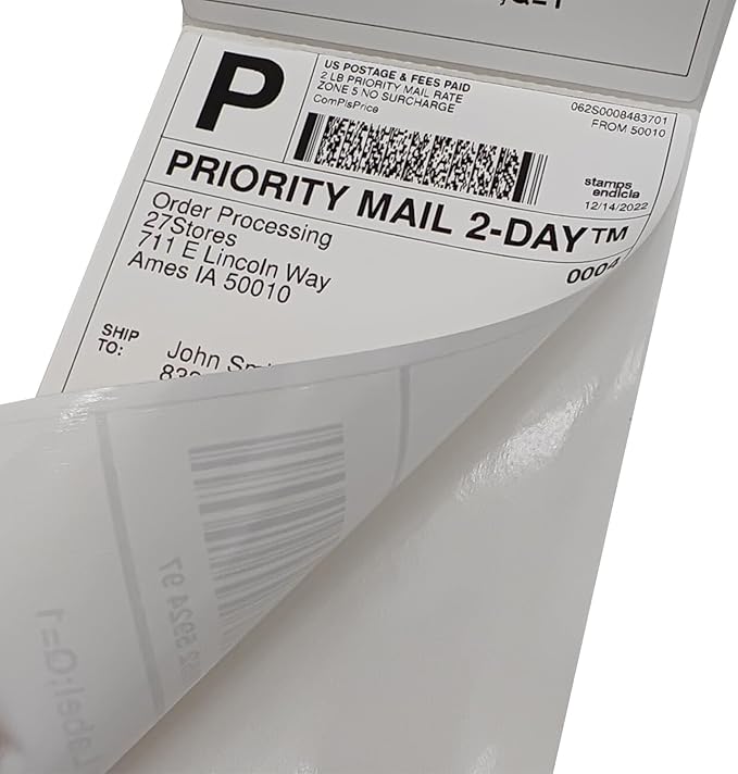 4x6 (100x150mm) Fanfold Direct Thermal Shipping Labels, 8 Stacks / 4000 Labels – Perforated, Compatible with Zebra, Rollo, UPS, FedEx