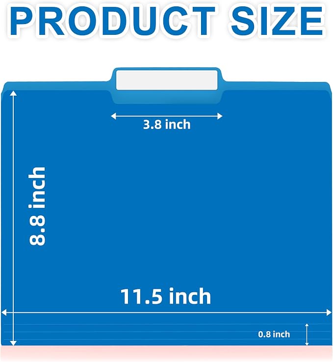VZCPYTPM 100 Packs Blue File Folder,1/3-Cut Tabs,Heavy Duty Paper File Folders Letter Size,8.5x11 Inch Manilla File Folders for Office Filing,School Projects and Home Document Organizing
