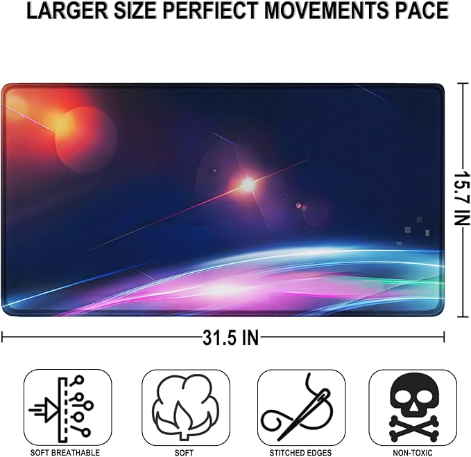 Large Extended Gaming Mouse Pad, 31.5" x15.7" Large Mat with Superior Micro-Weave Cloth, Water Resist Keyboard Mousepad with Non-Slip Base, Laptop Pad for Office Home Gaming, Space