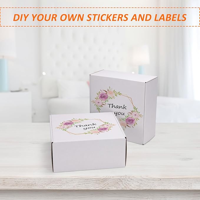HORLIMER 9x9x4 inches Shipping Boxes Set of 25, White Corrugated Cardboard Box Literature Mailer