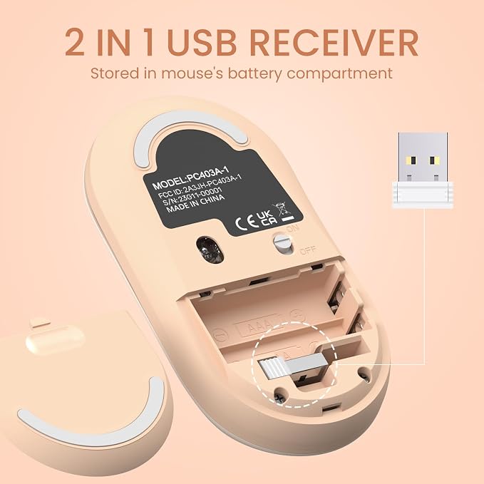 Wireless Keyboard and Mouse, Full-Sized Typewriter Keyboard Silent, Creamy | USB Full-Sized Quiet Keyboard, Cute Colorful Round Keycaps, Plug & Play, Compatible with PC, Computer, Laptop