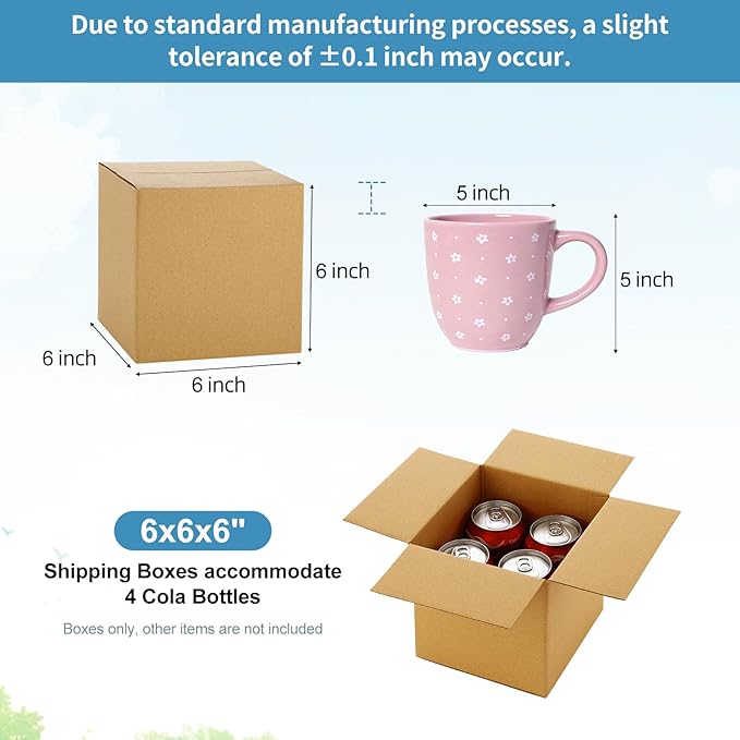 Famagic Small Shipping Boxes 6x6x6 Inch 10 Pack Brown Box Corrugated Cardboard Boxes for Packaging Small Business, Mailing Boxes for Shipping