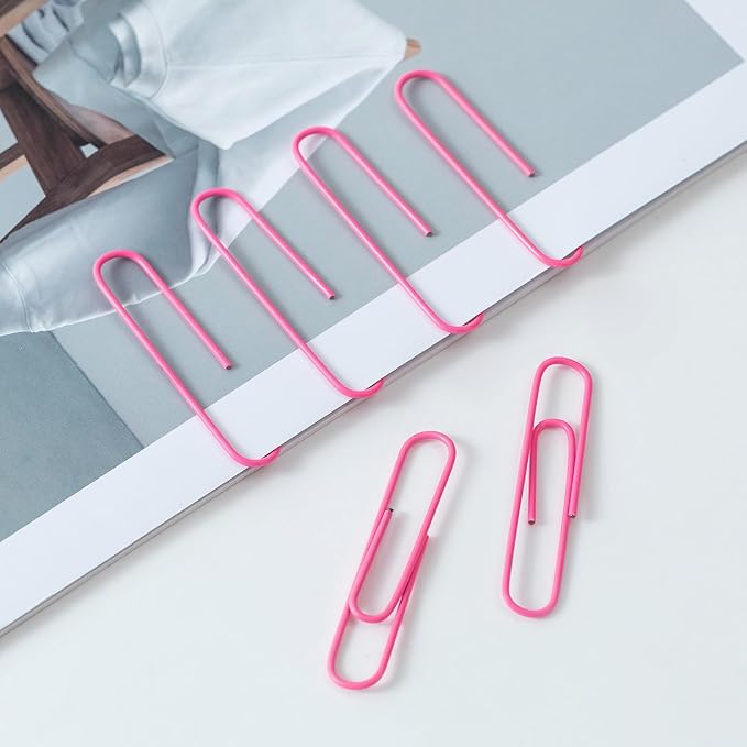 Jumbo Paper Clips, 2 Inch Large Paper Clip, 300 pcs Paperclips, Pink