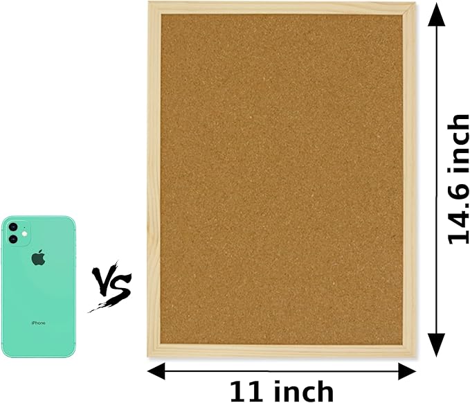 OWLKELA Cork Board, 14.6"x11", Wooden Frame | Bulletin Board, With Mounting Hardware, Push Pins Included, Ideal for Office, Classroom & Home