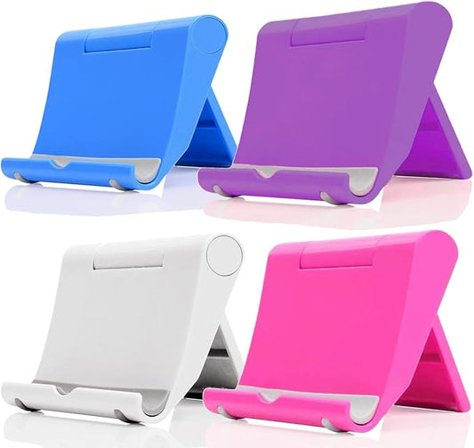 Cell Phone Stand 2 Pack, Desktop Holder for Phones & Tablets (4, Pink+Purple+Blue+White)