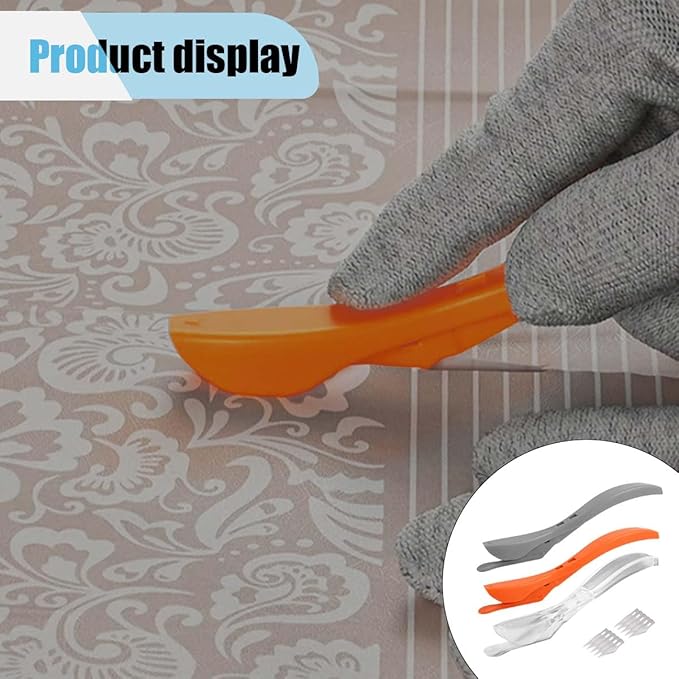 3PCS Wrapping Paper Cutter, Concealed Safety Sliding Cutter, Vinyl Gift Wrap Cutting Tool with Handle, Paper Cutter with Blades for Scrapbooking Christmas Wrap Roll Paper (Grey&White&Orange)