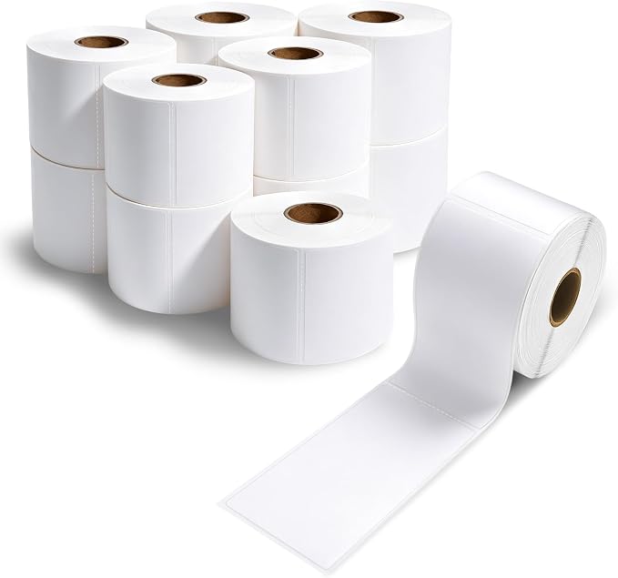 ESSENTIAL 2.25" x 4" Direct Thermal Printer Labels for Barcodes, Address | Permanent Adhesive, Compatible with Zebra, Rollo and Other Desktop Printers, 350 Labels of Roll, 12 Rolls (4200 Labels)