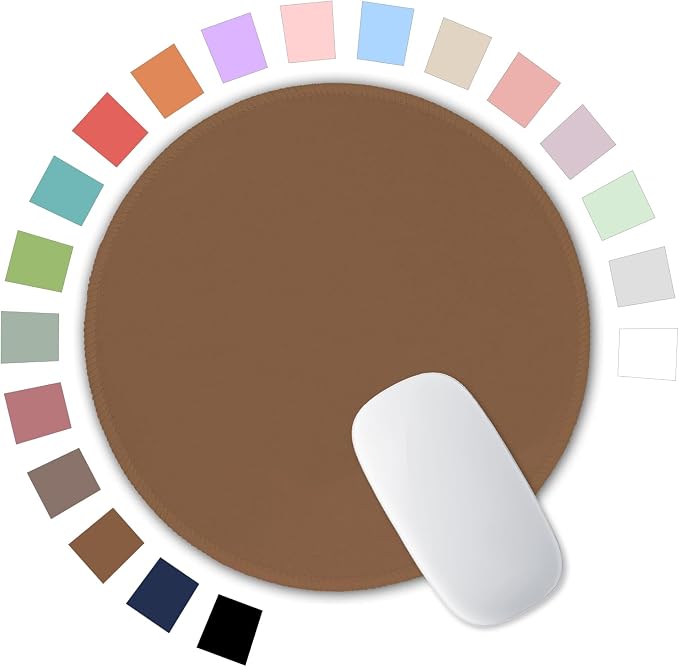 Hsurbtra Mouse Pad, Premium-Textured Small Round Mousepad 8.7 x 8.7 Inch Brown, Stitched Edge Anti-Slip Waterproof Rubber Pretty Cute Computer Mat for Office Home Gaming Laptop Men Women Kids