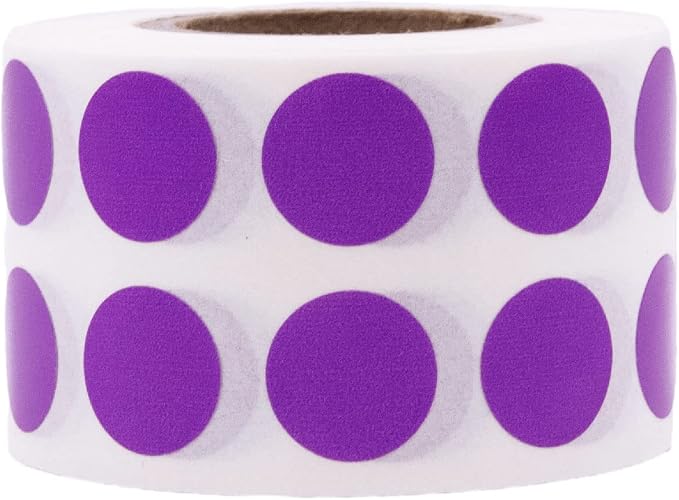 Purple 1/2" Inch Round Adhesive Labels 1,000 Color Coding Dot Stickers for Efficient Inventory Management, Crafting Projects, and Organizational Tasks in Offices, Schools, and Homes