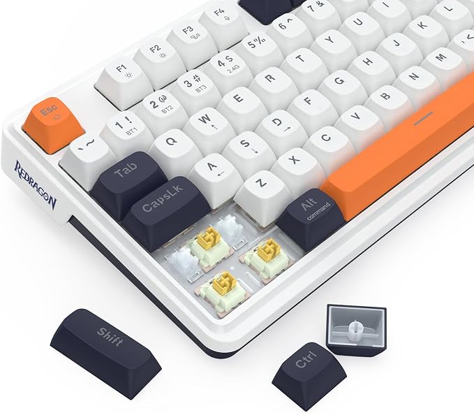 Redragon K745 PRO Wireless 108-Key Gasket RGB Gaming Keyboard, 4 Hotkeys | Extra Shortcut Keys, 0-Delay Tri-Mode, Cushioned Noise Dampening for Creamy Thocky Sound, Unfaded PBT Keycaps, PRO Software