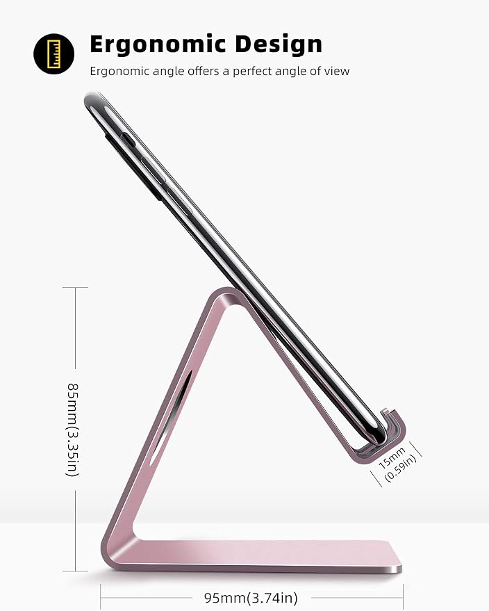 Lamicall Pink Phone Stand, Desk Accessories - Rose Gold Pink Cell Phone Holder, Office Decor, Office Desk Accessories, Suitable for iPhone 16 15 14 13 Pro Max, 4-8'' Phone