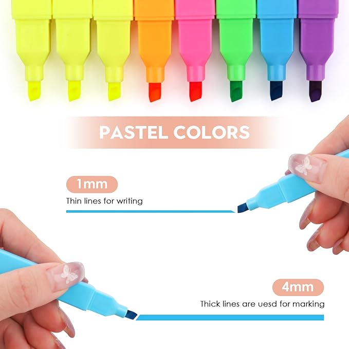 YISAN Highlighters Pastel No Bleed,Assorted Colors Bible Pens,Aesthetic,Soft Tip for Book,Journal,70962