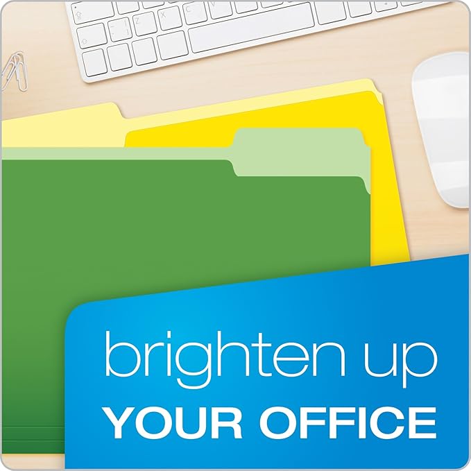 Pendaflex Colored File Folders, 36 Pack, Letter Size (8.5" x 11"), 3 Tabs, Durable Paper, 4 Colors: Green, Yellow, Red & Blue, Color-Coding for School, Office & Home Document Organization