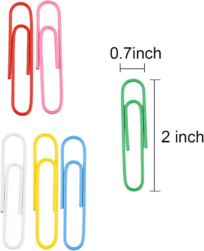 Sunmns 300 Pieces Large Colorful Paper Clips, 2 Inch