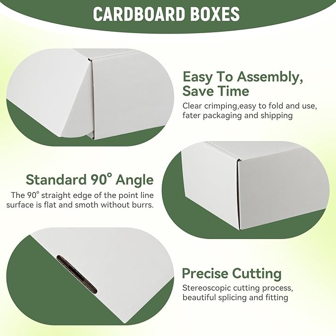 25 Pack 5"x5"x2" inch Small Shipping Boxes White Corrugated Cardboard Box for Small Business, Mailer, Shipping, and Packing