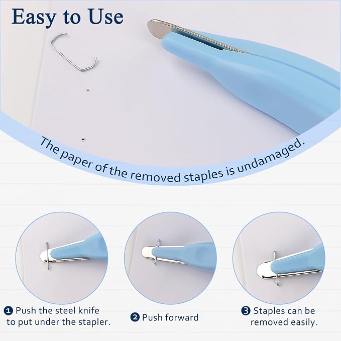 Magnetic Staple Remover Tool, Professional Staple Remover Stick, Efficient Staple Puller Remover for Classroom, Office and Home, Light Blue