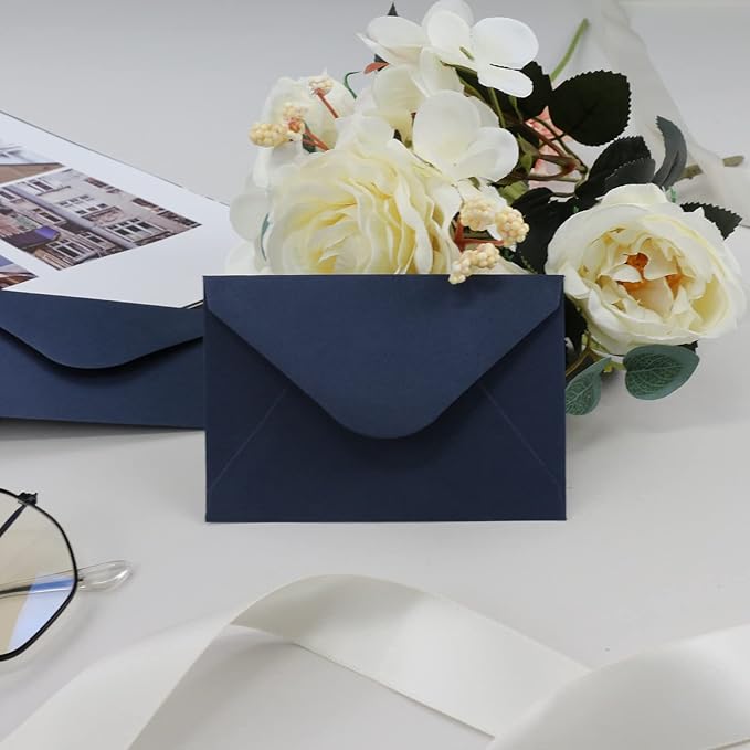 150 Packs of Gift Card Envelopes, Black Mini Envelopes, Gift Card Holder, Business Card Envelopes (4"x2.75") (Blue)