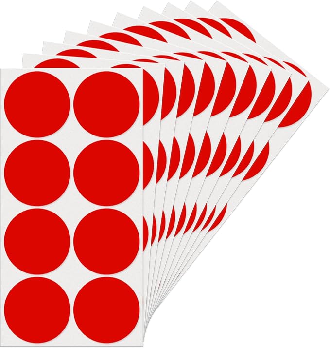 Red Round Stickers 2 Inch Waterproof Vinyl Coding Labels 80 PCS | Strong adhesive, Removable, Tear- & Scratch resistance, Easy to peel, Glossy finish, Writable dots for crafts office school