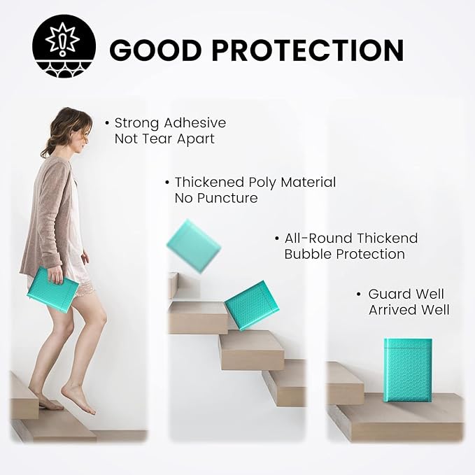 Fuxury Bubble Mailers 6x10" Teal Padded Envelopes 1000Pack | Strong Adhesion Thick Padded Mailers for Small Business Mailing Small Items,Jewelry,Makeup