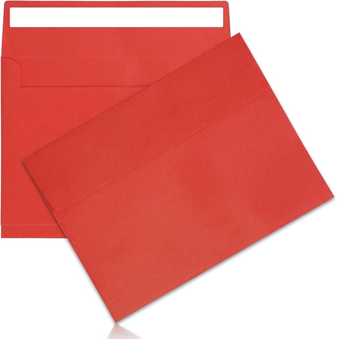 50Packs A4 Red Envelopes4x 6 Inch Card Envelopes,Self Seal for Weddings, Greeting Cards，Mailing， Invitations, Photos, Postcards