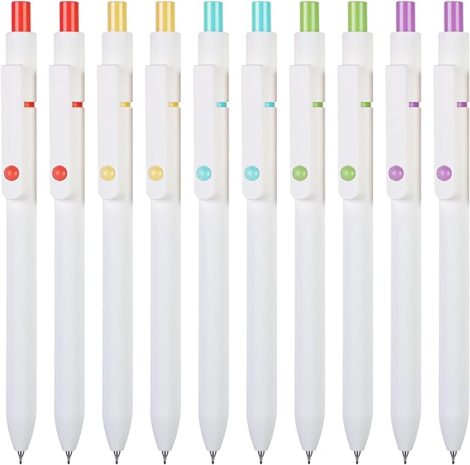 Epakh Gel Pens, 10 Pcs 0.5mm Quick Dry Black Ink Fine Point Smooth Writing Pens High End Series Retractable Aesthetic Ballpoint for Office School Supplies Women Men Gifts(White,Classic)