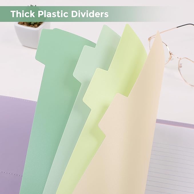 SKYDUE 8 Tab Write & Erase Durable Plastic Dividers for 3 Ring Binders | Letter Size Binder Dividers with Sticker Labels,Aesthetic Pastels Divider Perfect for School, College & Office Life,1 Set