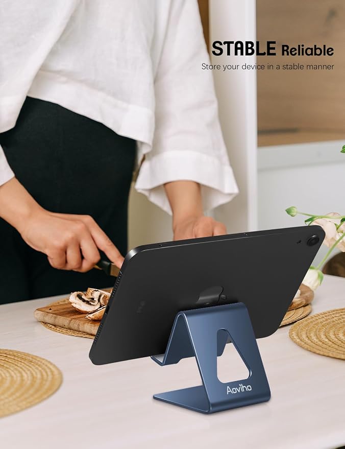 Aoviho Cell Phone Stand for Desk, Aluminum Phone Holder,Navy Blue | Built to Last, Hands-Free Viewing, Fits iPhone 17/16/15 Series & Samsung Galaxy, Ideal for Home & Office