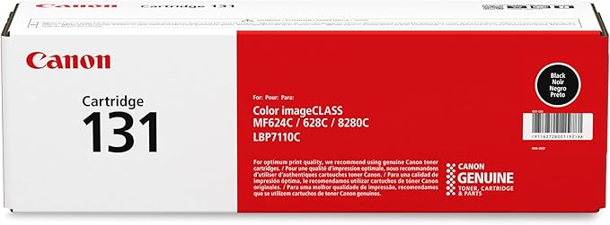 Canon Genuine Toner, Cartridge 131 Black (6272B001), 1 Pack, for Canon Color imageCLASS MF8280Cw, MF624Cw, MF628Cw, LBP7110Cw Laser Printer