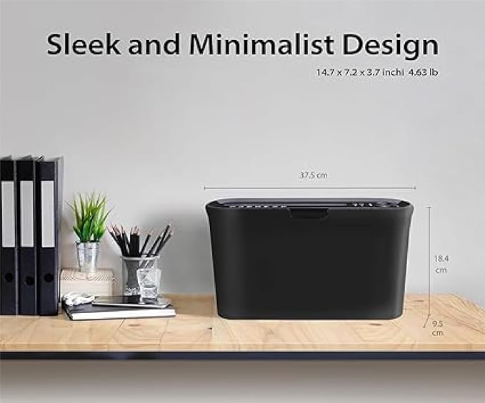 Paper Shredder for Home Office, Black Compact Design, 2 Sheet Crosscut Paper, 10 Mins Running Time B08BK