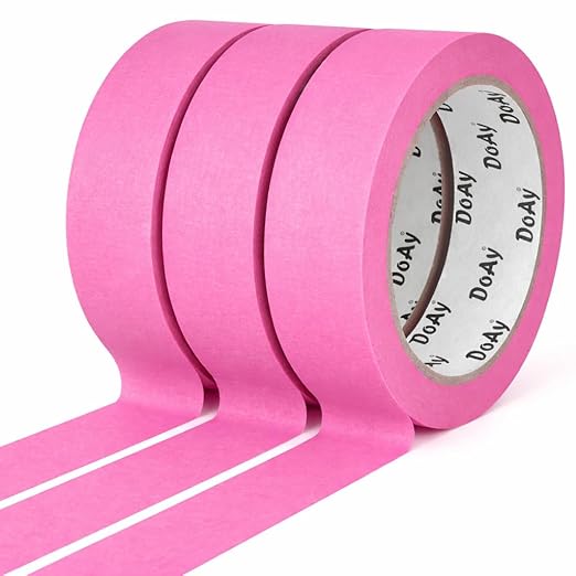 3 Pack Pink Painters Tape - Masking Tape 1 Inch Wide - Multi-Surface, Smart Adhesion, Indoor & Outdoor - 270FT Total - Paint Tape for DIY, Labeling, Art, Car, General Purpose (#3910)