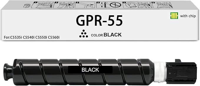 GPR55 Black Toner Cartridge with Chip Compatible with Canon GPR-55 Toner imageRUNNER Advance C5535 C5535I C5540 C5540I C5550 C5550I C5560 C5560I Printers(1Pack,0481C003)