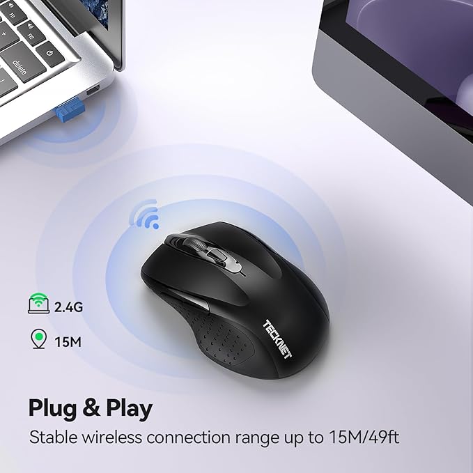 TECKNET Wireless Mouse for Laptop, Silent Mouse Quiet Click, Computer Mice Wireless, 6 Adjustable 4000 DPI Computer Mice