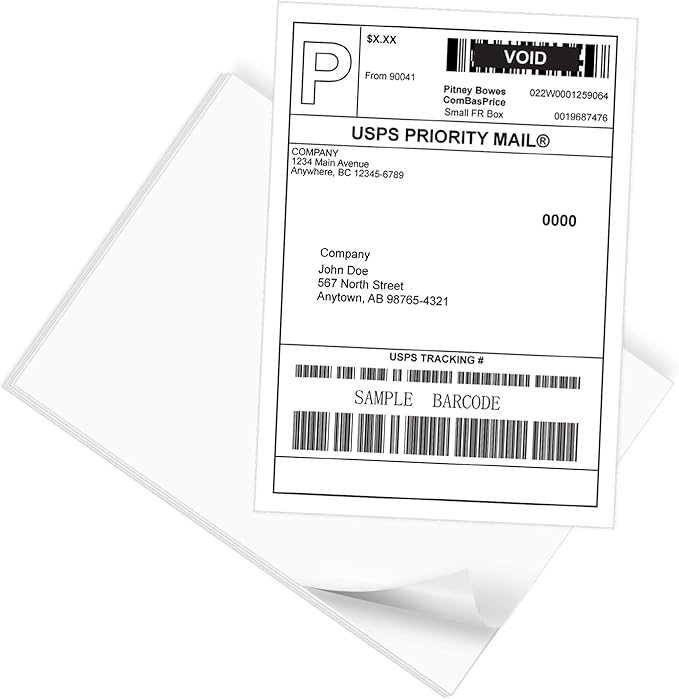 9527 Product 50 Labels 8.5x11 Labels Shipping Address Labels for Laser/Ink Jet Printer, 50 Sheets