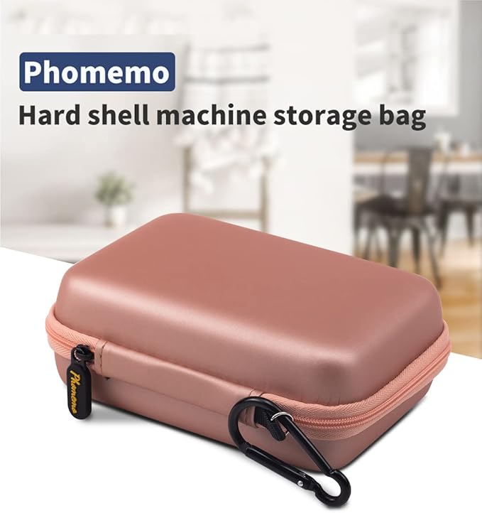 Phomemo Label Printer Case Hard Carry Case Compatible D30/Q30S/T02/M110 Label Printer, Label Maker Labeler Storage Holder,Pink