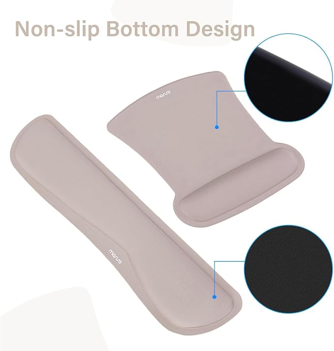 MOSISO Keyboard Mouse Pad Set, Large Gaming Mousepad&Keyboard Wrist Rest | Mouse Wrist Rest&Coaster, Ergonomic Non-Slip Mousepad&Easy Typing Cushion with Memory Foam for Home Office, Taupe Brown