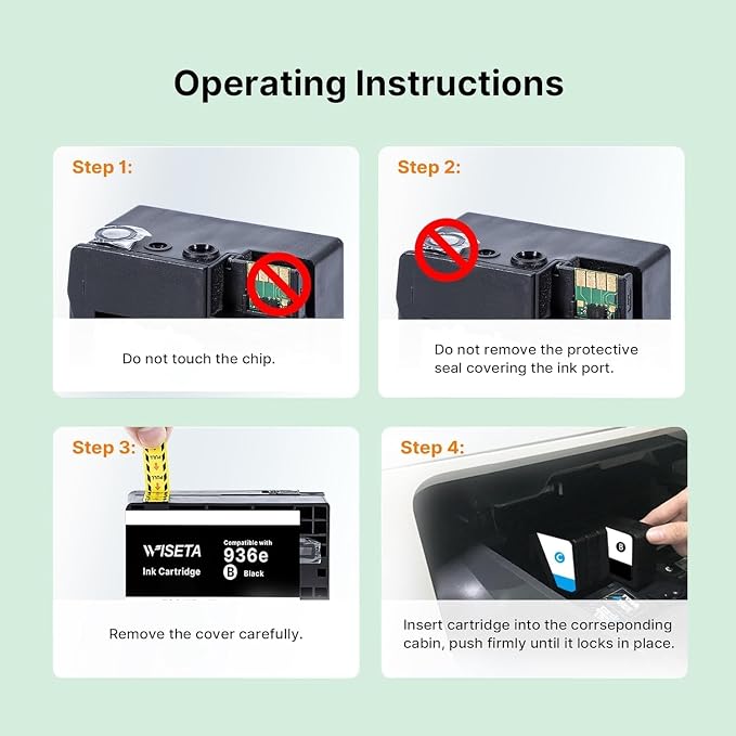 936XL Replacement for HP 936 Ink Cartridges Compatible with 9125e, 4 Pack | Use with OfficeJet Pro 9730e,9135e,9120e,9110,9120b,9120,9110b,9130e, Black and Color, 936 Ink Cartridges for HP Printers