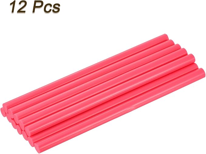 uxcell 12pcs Full Size Hot Glue Sticks for Glue Gun 7/16 x 8 Inch Large Glue Sticks, 11 x 200mm Pale Red
