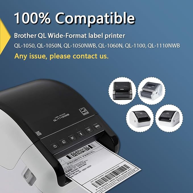 BETCKEY - Large Multi-Purpose Labels Replacement for Brother DK-1240 (4 in x 2 in), Compatible with Brother QL Label Printers [1 Rolls/600 Labels, Red]