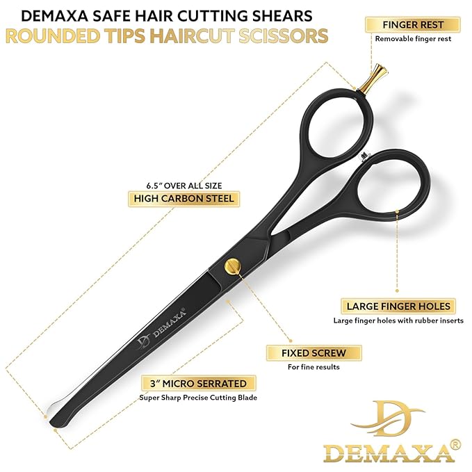 6.5 inch Kids Hair Cutting Scissors Kit – Baby & Toddler Haircut Set with Safety Scissors & Clippers – Hair Shears for Kids, Children, Women, Men – Barber Shears kids haircut cape