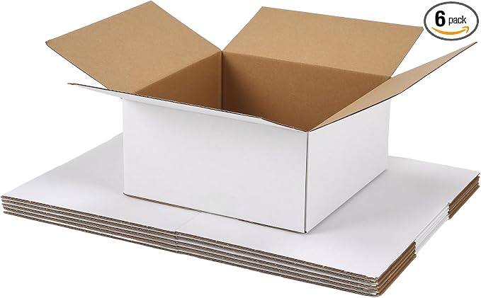 Small Shipping Boxes 8x8x4 Set of 6 | White Corrugated Cardboard, Box for Packaging Small Business Mailing Moving Gifts Wrap, Easy Assemble