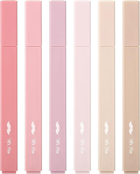 Mr. Pen- Aesthetic Highlighters, 6 pcs, Chisel Tip, Vintage Colors, No Bleed Bible Highlighter Pastel, Highlighters Assorted Colors, Pastel Highlighter Set, Cute Highlighters