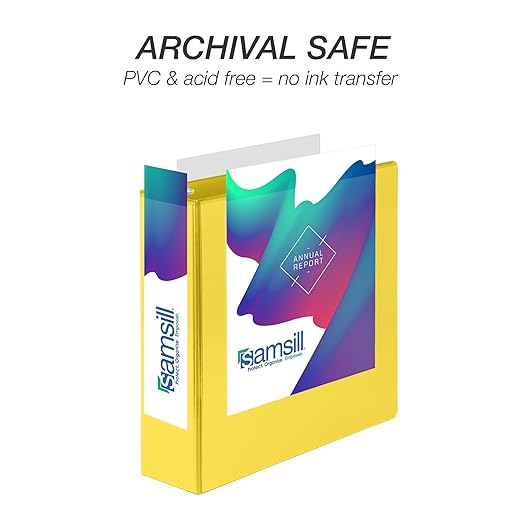Samsill Durable 3 inch 3 Ring Binder, D Ring Binder, 100% Recycled Chipboard, Yellow, 12 Pack