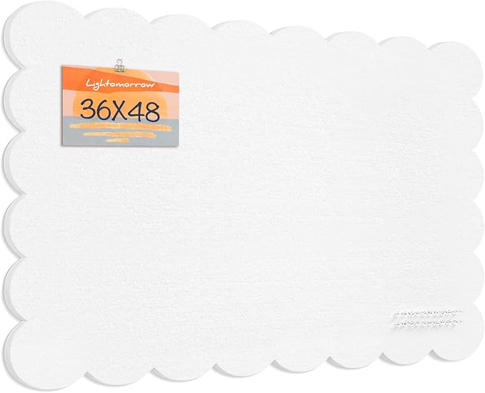 Scalloped Bulletin Board 48x36 inches, Decorative Felt Pin Board for Wall | Cute Cork Board Alternative with Push Pins, Foldable Display Vision Board for Photos, Notes & Reminders