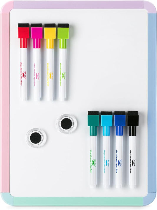 Mr. Pen- Small Dry Erase Board, 12.5x9.5 Inches | Whiteboard with 8 Fine Point Dry Erase Markers and 2 Board Magnets, Magnetic Small White Board for Students, Home