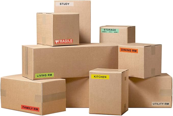 16 Rolls 960 PCS Moving Labels, 1''x4.5'' Color Coded Stickers | 16-Design Pre-Printed Moving Stickers, with Fragile + Blank Customizable Labels, for Home/Apartment, Avoid Rough Surfaces