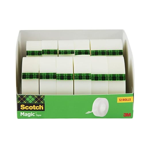 Scotch Magic Tape,Invisible,Home Office Supplies and Back to School Supplies for College and Classrooms,12 Rolls,(Pack of 2)