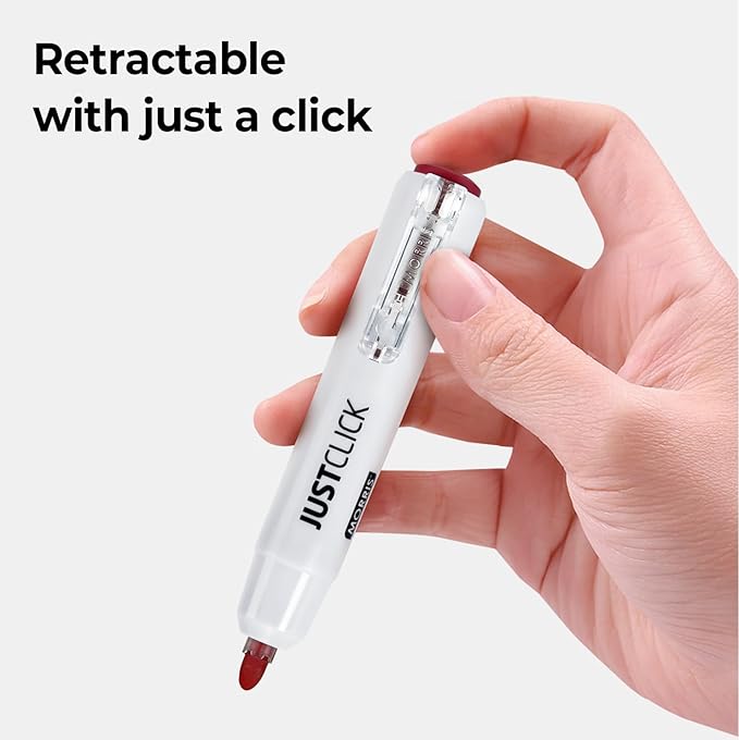 carrotez Retractable Dry Erase Markers, Click Dry Erase Whiteboard Markers, Bullet Tip, Thick Barrel, 12 Count, Red